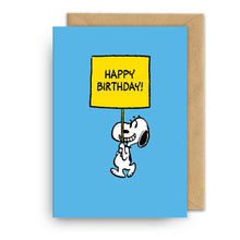 Tarjeta Snoopy. Happy Birthday Sign