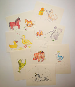 Variedad de 8 Postales de Animales